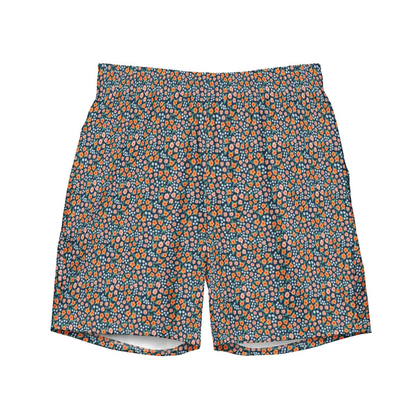 Mens Floral Print Recycled Swim Trunks: Elegant Beachwear