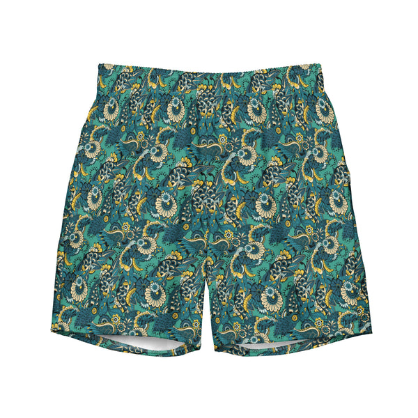 Indigo Paisley Swim Trunks: Quick Dry Beach Shorts