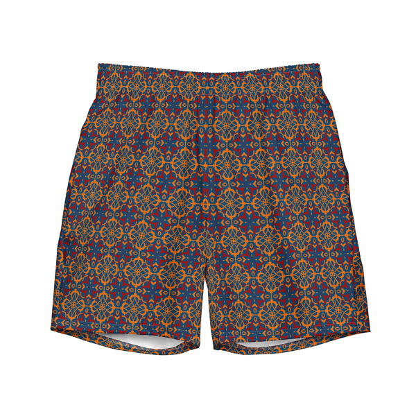 Geometric Print Swim Trunks: Vibrant Boho Beachwear