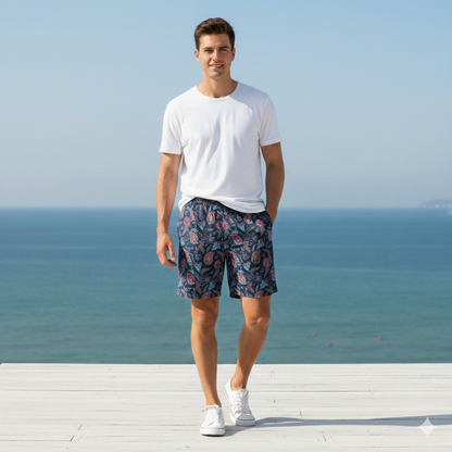 Swim Trunks: Oriental Paisley Print, Summer Beach Style
