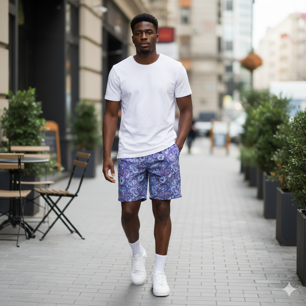 Paisley Swim Trunks: Exotic Recycled Polyester Summer Shorts