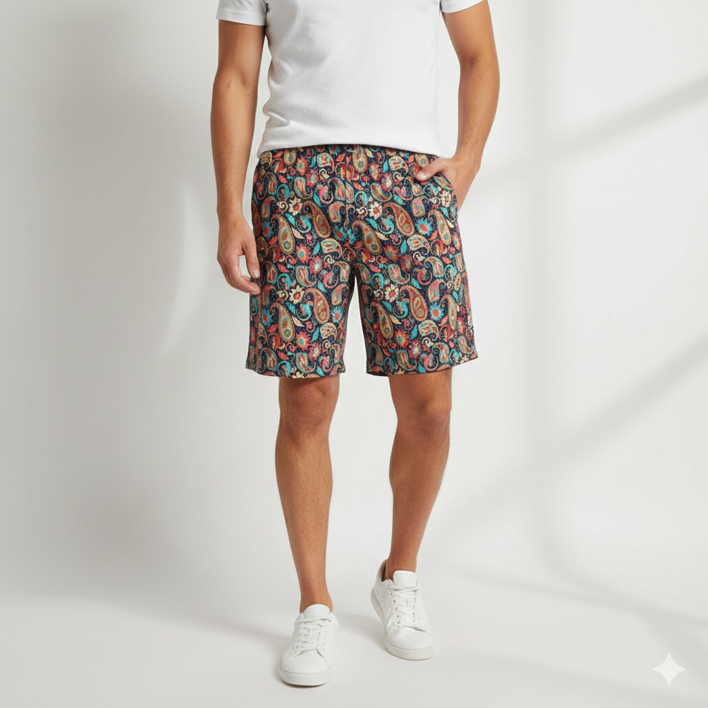 Swim Trunks with Oriental Motif - Indian Summer Look