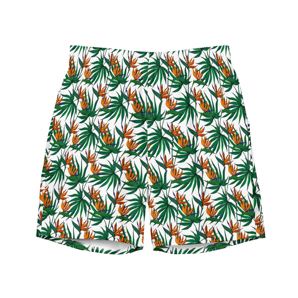 Mens Tropical Print Swim Trunks: Lightweight Beachwear