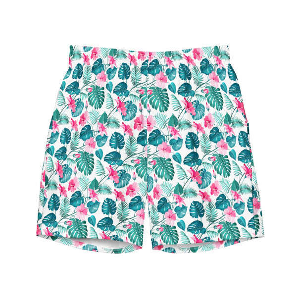 Mens Tropical Flower Print Swim Trunks: Eclectic Summer Activewear