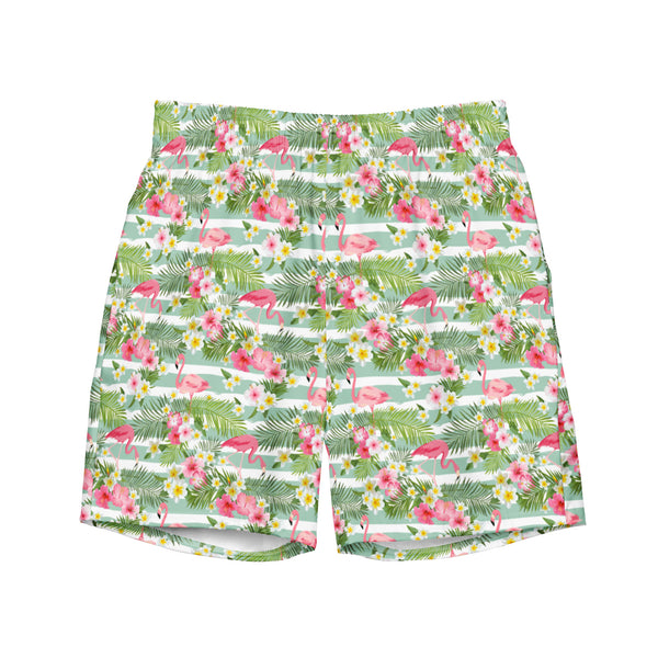 Mens Tropical Flamingo Swim Trunks: Summer Beach Party
